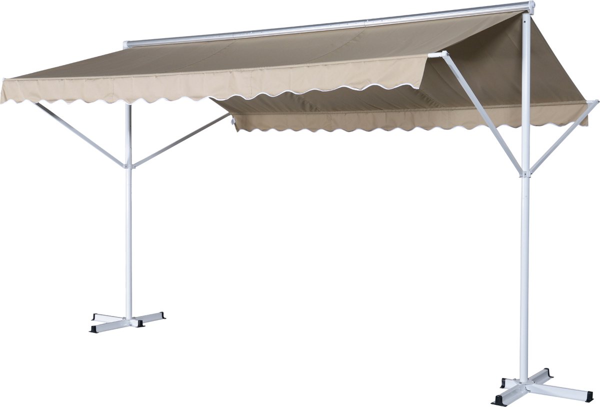 Bol.com Outsunny Staande luifel met knikarm tuinluifel luifel zwengel 2,95 x 2,94 m 840-178 aanbieding