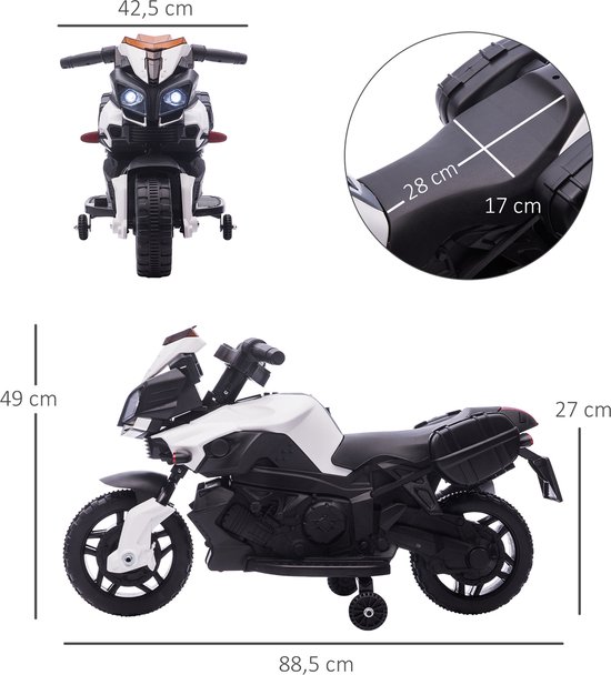 HOMCOM Moto électrique pour enfants de 18 à 36 mois chopper police