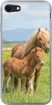 Geschikt voor iPhone 7 hoesje - Paarden - Veulen - Berg - Siliconen Telefoonhoesje