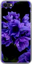 Geschikt voor iPhone SE 2020 hoesje - Patroon - Bloemen - Paars - Siliconen Telefoonhoesje
