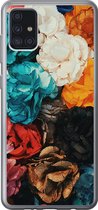 Geschikt voor Samsung Galaxy A52 5G hoesje - Muur - Rozen - Abstract - Siliconen Telefoonhoesje