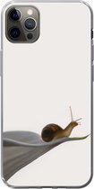 Geschikt voor iPhone 12 Pro Max hoesje - Slak - Lelie - Grijs - Siliconen Telefoonhoesje