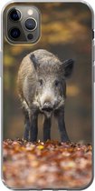 Geschikt voor iPhone 12 Pro Max hoesje - Wild dier - Bos - Herfst - Siliconen Telefoonhoesje