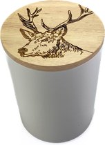 Boîte avec couvercle en bois gravé - Cerf élaphe - Medium