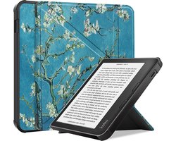 Lunso - Origami sleepcover hoes - Geschikt voor Kobo Libra 2 (7 inch) - Van Gogh Amandelbloesem
