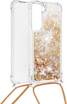Lunso - Backcover hoes met koord - Samsung Galaxy S22 - Glitter Goud