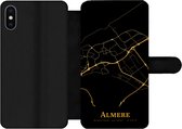 Bookcase Geschikt voor iPhone X telefoonhoesje - Almere - Kaart - Gold - Met vakjes - Wallet case met magneetsluiting
