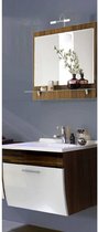 Wastafelset badkamermeubel hoogglans wit, notenkleurig, 70cm met spiegel (2-delig)
