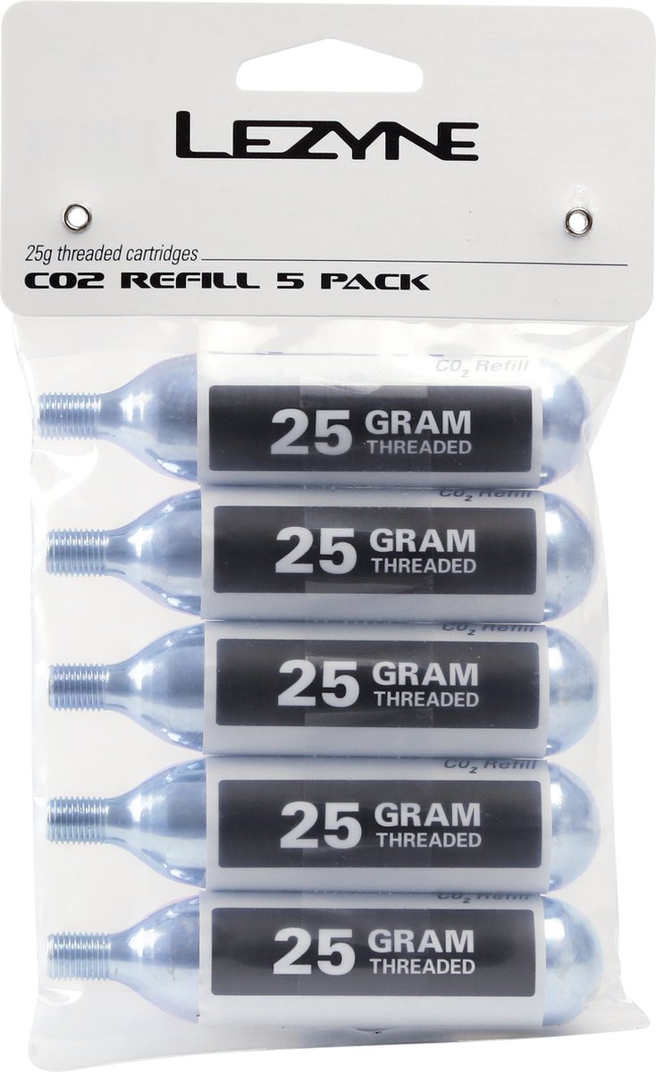 Lezyne 25G CO2 cartridges - 5 Stuks - Zilver - Lezyne