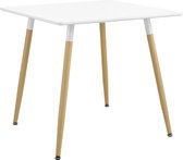 Eettafel - Kleur wit & hout kleurig - Afmeting (LxBxH) 80 x 80 x 74 cm