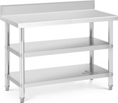 Royal Catering RVS tafel met opstaande rand - 120 x 60 x 16.5 cm - 214 kg - 2 planken - Royal Catering