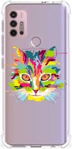 Silicone Case Motorola Moto G30 | G20 | G10 Smartphone hoesje met doorzichtige rand Cat Color