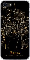 Geschikt voor iPhone 7 hoesje - Breda - Plattegrond - Goud - Zwart - Siliconen Telefoonhoesje - Stadskaart