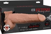 9 Inch Hollow Squirting Strap-On with Balls- Flesh - Realistic Dildos flesh