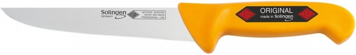 Eikaso Solingen Universeelmes met Stijf Lemmet – 26 cm – Geel Handvat