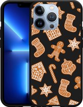 Geschikt voor Apple iPhone 13 Pro Hoesje Zwart Christmas Cookies - Designed by Cazy