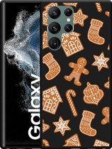 Galaxy S22 Ultra Hoesje Zwart Christmas Cookies - Designed by Cazy