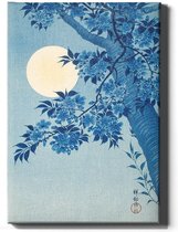 Walljar - Ohara Koson - Blossoming Cherry On A Moonlight Night - Muurdecoratie - Canvas schilderij