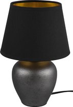 LED Tafellamp - Tafelverlichting - Nitron Albino - E14 Fitting - Rond - Antiek Nikkel - Zwart/Goud - Keramiek - Ø180mm