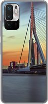 Geschikt voor Xiaomi Redmi Note 10 5G hoesje - Rotterdam - Erasmus - Zonsondergang - Siliconen Telefoonhoesje