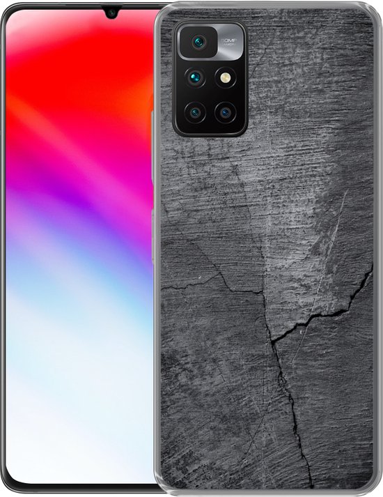 Coque Xiaomi Redmi 10 - Béton - Zwart - Déchirure - Coque de téléphone en Siliconen