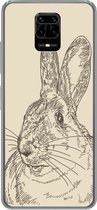Geschikt voor Xiaomi Redmi Note 10 Lite hoesje - Vintage illustratie van een konijn - Siliconen Telefoonhoesje