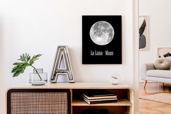 Poster Maan La Luna Zwart - Minimalistisch / Motivatie / Teksten / 80x60cm