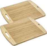 2x Stuks snijplank met handvat 40 x 30 cm van bamboe hout - Serveerplank - Broodplank