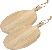 2x Stuks snijplank rond met handvat 36 cm van mango hout - Serveerplank - Broodplank