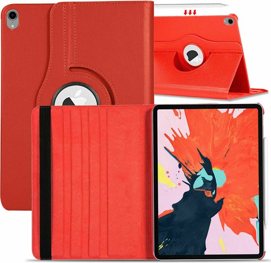 iPad Air 2022 Hoes 360 Graden Draaibare Rood iPad Air 5 hoes bookcase