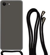 Hoesje met koord Geschikt voor iPhone SE 2020 - Grijs - Kleuren - Effen - Siliconen - Crossbody - Backcover met Koord - Telefoonhoesje met koord - Hoesje met touw