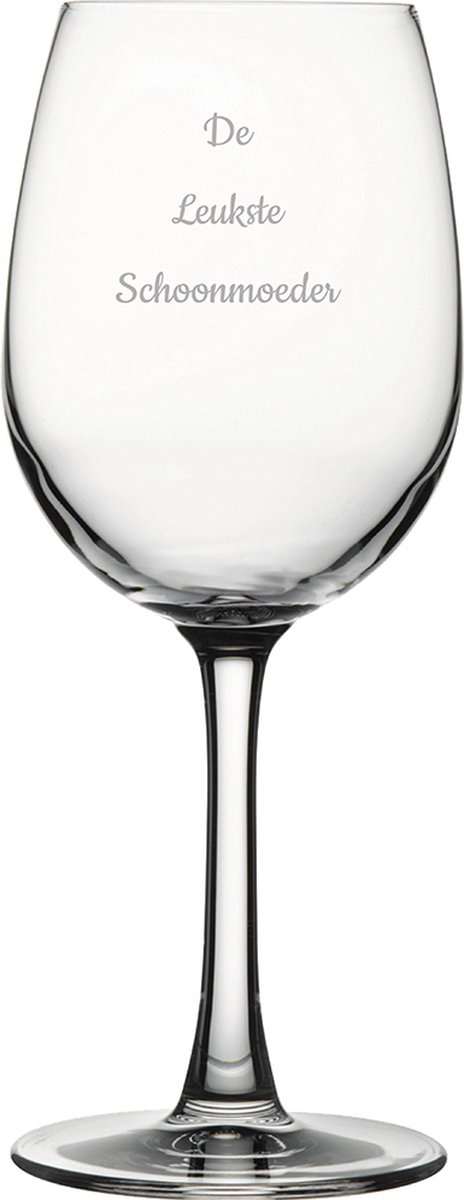 Gegraveerde witte wijnglas 36cl De Leukste Schoonmoeder