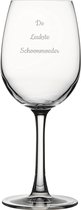 Gegraveerde witte wijnglas 36cl De Leukste Schoonmoeder