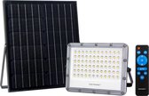 HOFTRONIC - Smart Solar LED Breedstraler - 100 Watt 800 Lumen - 10.000 mAh batterij - IP65 waterdicht - IK08 slagvast - UGR15 verblindt niet - Buitenlamp op zonne energie - Met schemerschakelaar - Schijnwerper
