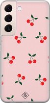 Casimoda® hoesje - Geschikt voor Samsung S22 Plus - Kersjes - Backcover - Siliconen/TPU - Roze