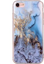 Apple iPhone SE (2022) Hoesje - Mobigear - Marble Serie - TPU Backcover - Blauw - Hoesje Geschikt Voor Apple iPhone SE (2022)