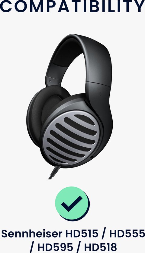 Een Sennheiser HD518 koptelefoon, compatibel met zwarte oorkussens.