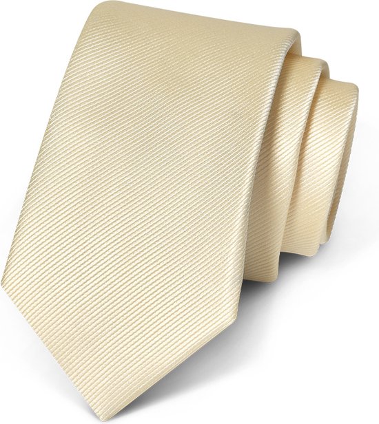 Premium Ties - Luxe Stropdas Heren - Polyester - Crème - Incl. Luxe Gift Box!