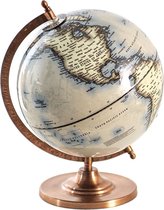 Wereldbol Decoratie 22*22*30 cm Blauw Hout, Metaal Globe Aardbol