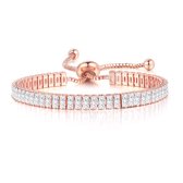 Malinsi Armband Zirkonia steentjes Dames - Verstelbaar 14 tot 22cm - RoseGoud Armbandjes - Armbandje Verjaardag - Cadeau voor haar - Vrouw