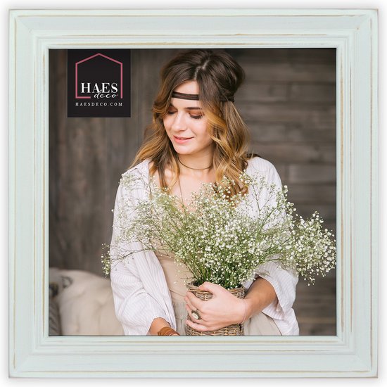 HAES DECO - Cadre Photo Bois Nancy Vintage Wit pour 1 photo format 20x20 - SP10121