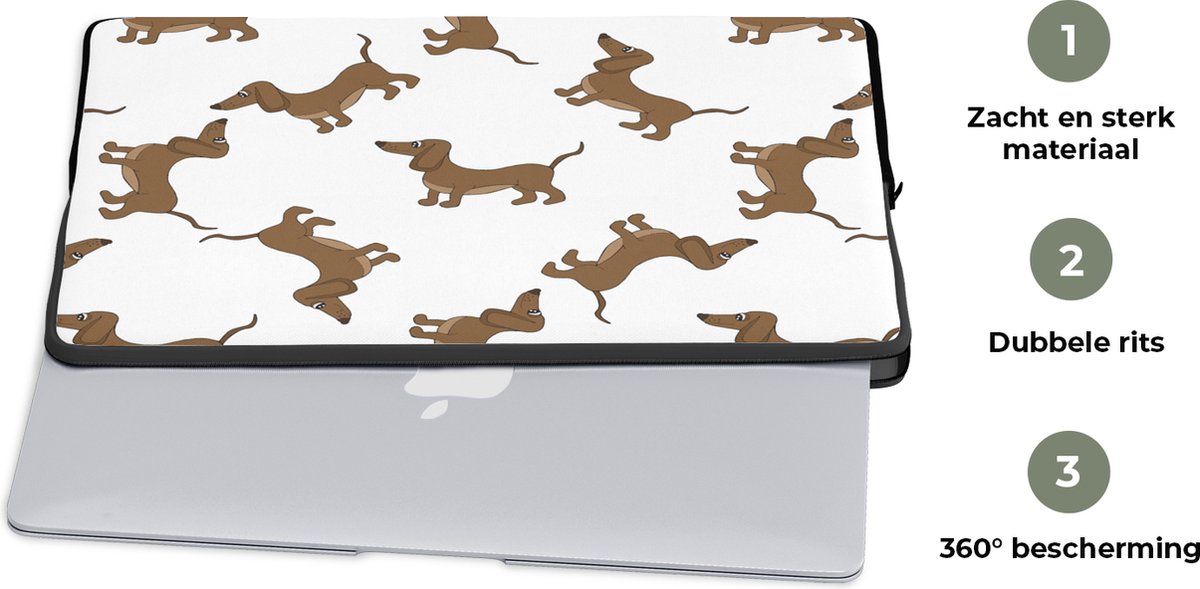 Housse D'ordinateur Portable Motif Teckel - Taille 10 à 17 Pouces - Tissu Polyester Léger Et Résistant à L'eau - 9