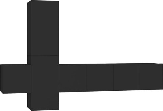 vidaXL - 5-delige - Tv-meubelset - bewerkt - hout - zwart