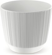 Cache-pot / pot de fleur moderne carf-stripe plastique dia 17 cm / hauteur 15 cm blanc perle pour intérieur / extérieur
