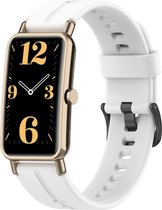 Siliconen Smartwatch bandje - Geschikt voor Huawei Watch Fit Mini siliconen bandje - wit - Strap-it Horlogeband / Polsband / Armband