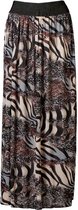 Dames plooirok dierenprint lang brede band bruin/beige | Maat Onze size, XS-XL