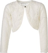 Meisjes kant vest bolero lange mouwen wit | Maat 116/ 6Y