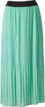 Dames plisse rok uni met elastische brede tailleband - mintgroen - lang | Maat S-XL