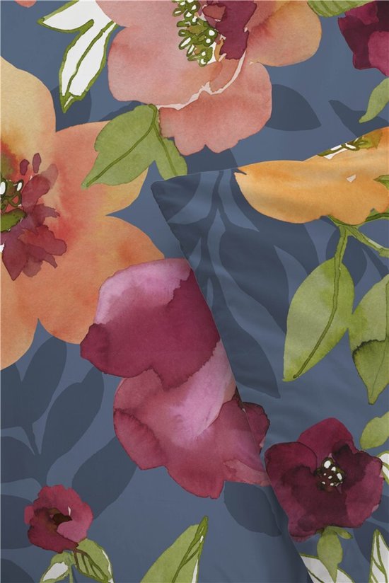 Byrklund Dekbedovertrek Flowering Peonies - 240x220 - 100% Katoen - Blauw van Merkloos — afbeelding 2