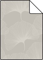 Proefstaal Origin Wallcoverings behang ginkgo bladeren glanzend warm grijs - 347749 - 26,5 x 21 cm